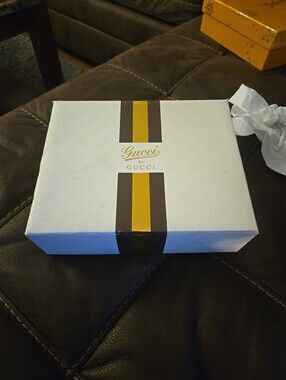 Gucci White Box with Gold and Brown Center Stripe